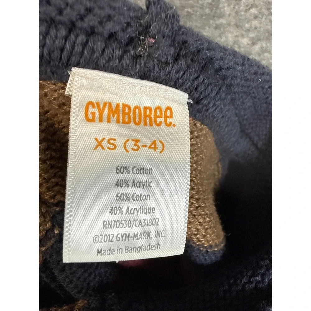 Gymboree Hooded Sweater Kids XS 3-4 Navy Multi Stripe Warm Knit Pullover School